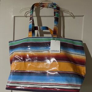 Consuela Colorful Striped Jumbo Tote Bag New (Double Handles)